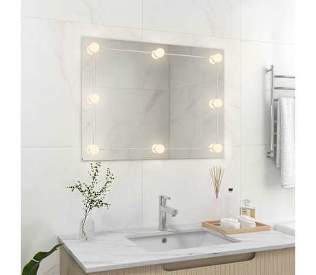 vidaXL Καθρέφτης Τοίχου Ορθογώνιος με Φωτισμό LED Γυάλ. Χωρίς Πλαίσιο