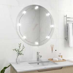 vidaXL Rammeløst veggspeil med LED-lys rund glass