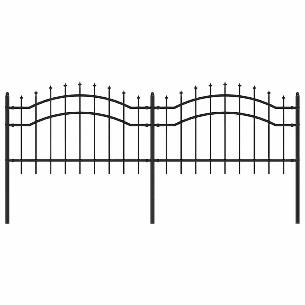vidaXL Zahradní plot s kopím nahoře černý 240 x 75 cm, práškově lakovaná ocel