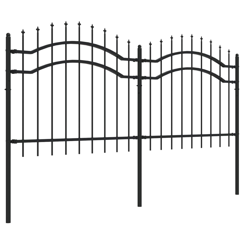 vidaXL Gard grădină cu vârfuri negru 140 cm oțel vopsit electrostatic