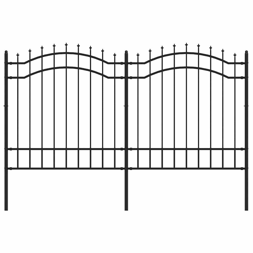 vidaXL Zahradní plot s kopím nahoře černý 240 x 125 cm, práškově lakovaná ocel
