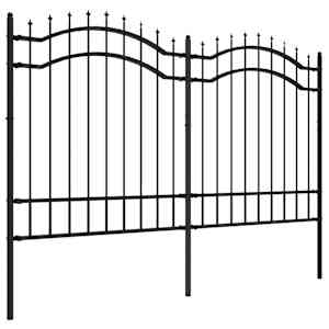 Zahradní plot Woerden s kopím nahoře černý 240 x 125 cm ocelový - obrázek 3