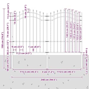 Zahradní plot Woerden s kopím nahoře černý 240 x 150 cm ocelový - obrázek 6