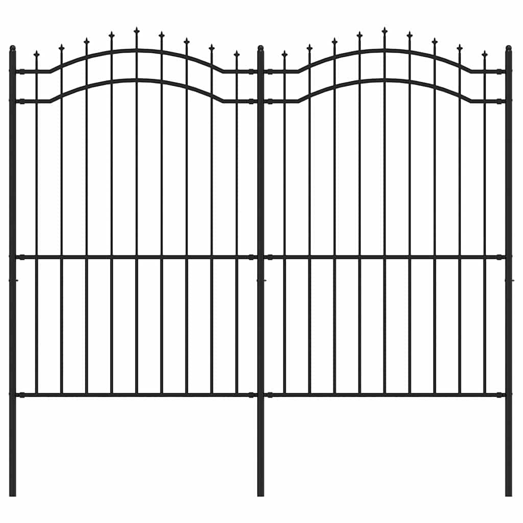 vidaXL Cerca de jardim Woerden com ponta em forma de lan&ccedil;a, preto, 240x175 cm, em a&ccedil;o.