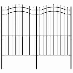 Zahradní plot Woerden s kopím nahoře černý 240 x 175 cm ocelový - obrázek 2