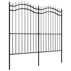 Zahradní plot Woerden s kopím nahoře černý 240 x 175 cm ocelový - obrázek 3