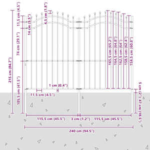 Zahradní plot Woerden s kopím nahoře černý 240 x 175 cm ocelový - obrázek 6