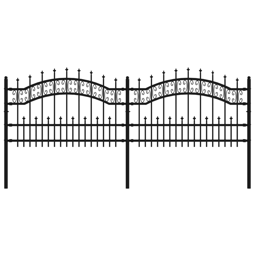 vidaXL Tuinhek met spijlpunten 115 cm gepoedercoat staal zwart