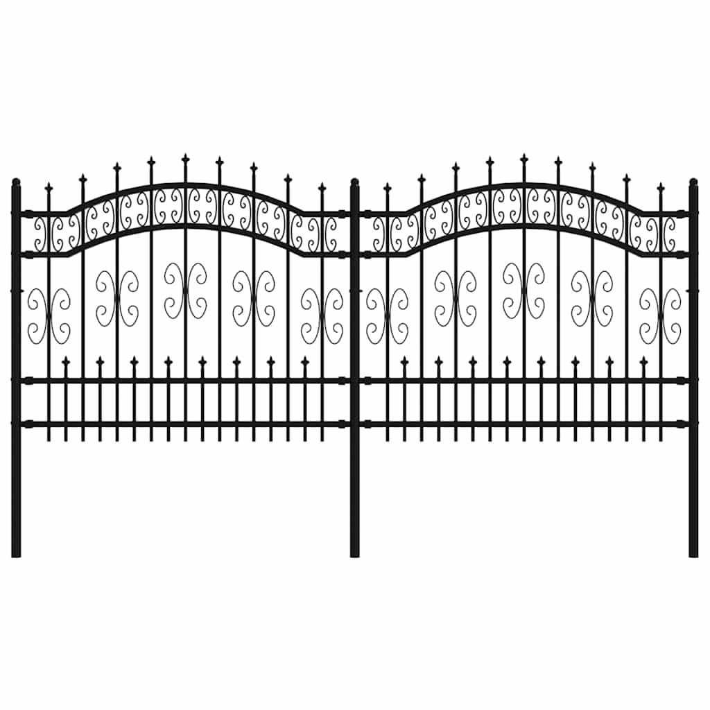 vidaXL Zahradní plot s kopím nahoře černý 240 x 100 cm, práškově lakovaná ocel