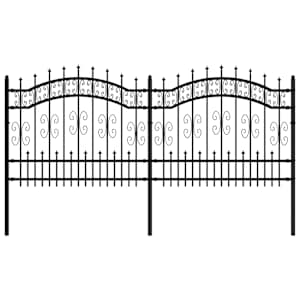 Zahradní plot KAMPEN s kopím nahoře černý 240 x 100 cm ocelový - obrázek 2