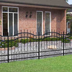 Vrtna ograja Kampen s suličastim vrhom črna 240x100 cm jeklo