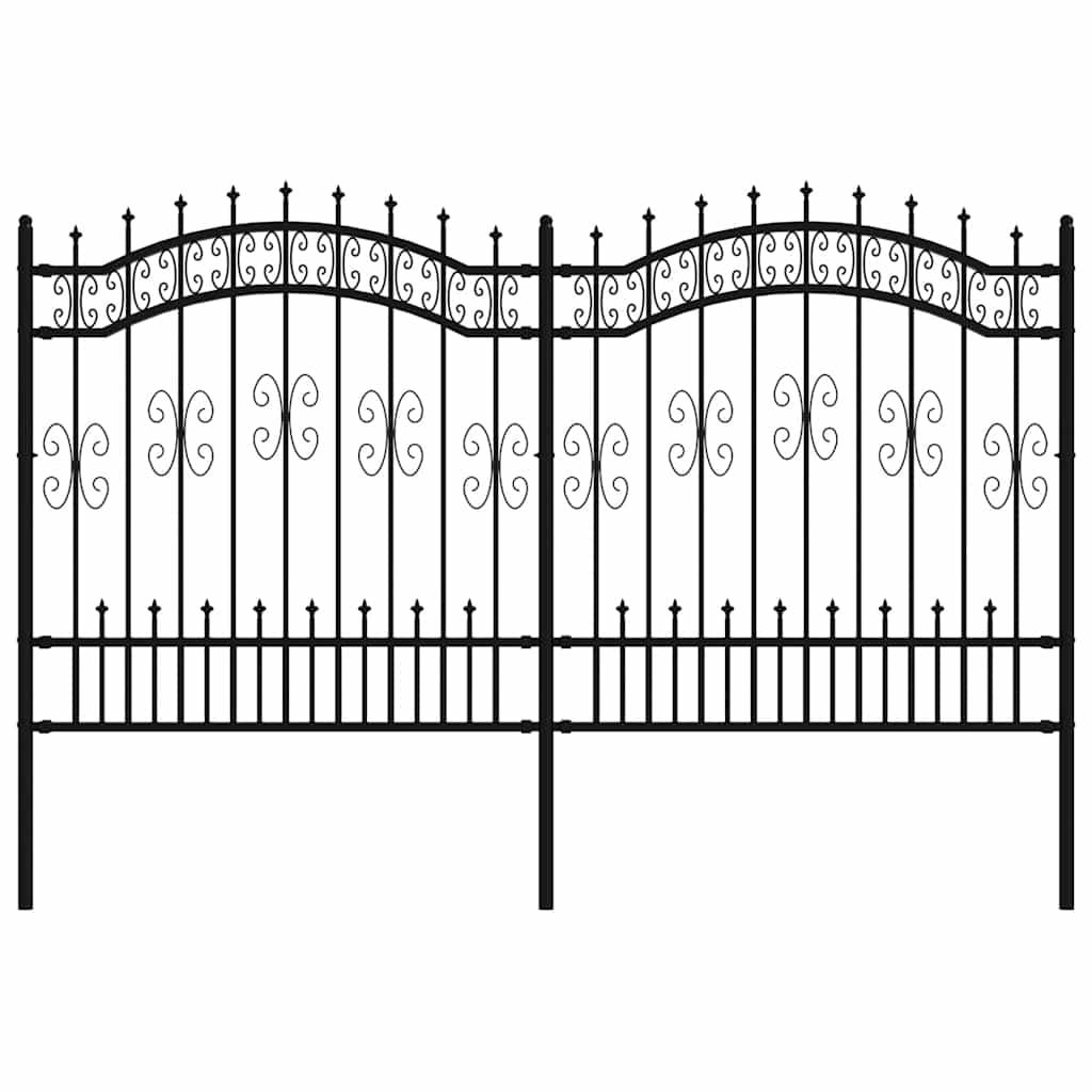 vidaXL Zahradní plot s kopím nahoře černý 240 x 125 cm, práškově lakovaná ocel
