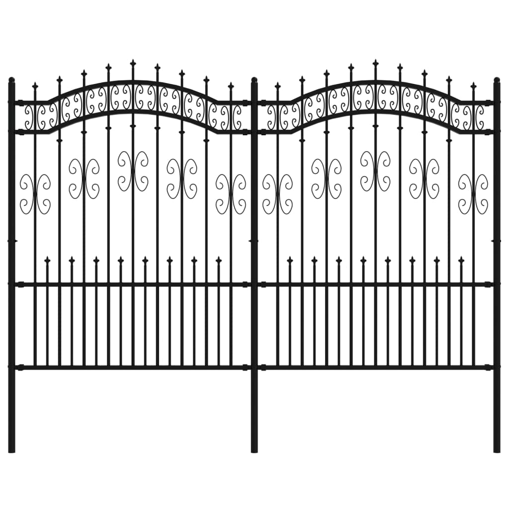 vidaXL Zahradní plot s kopím nahoře černý 240 x 150 cm, práškově lakovaná ocel
