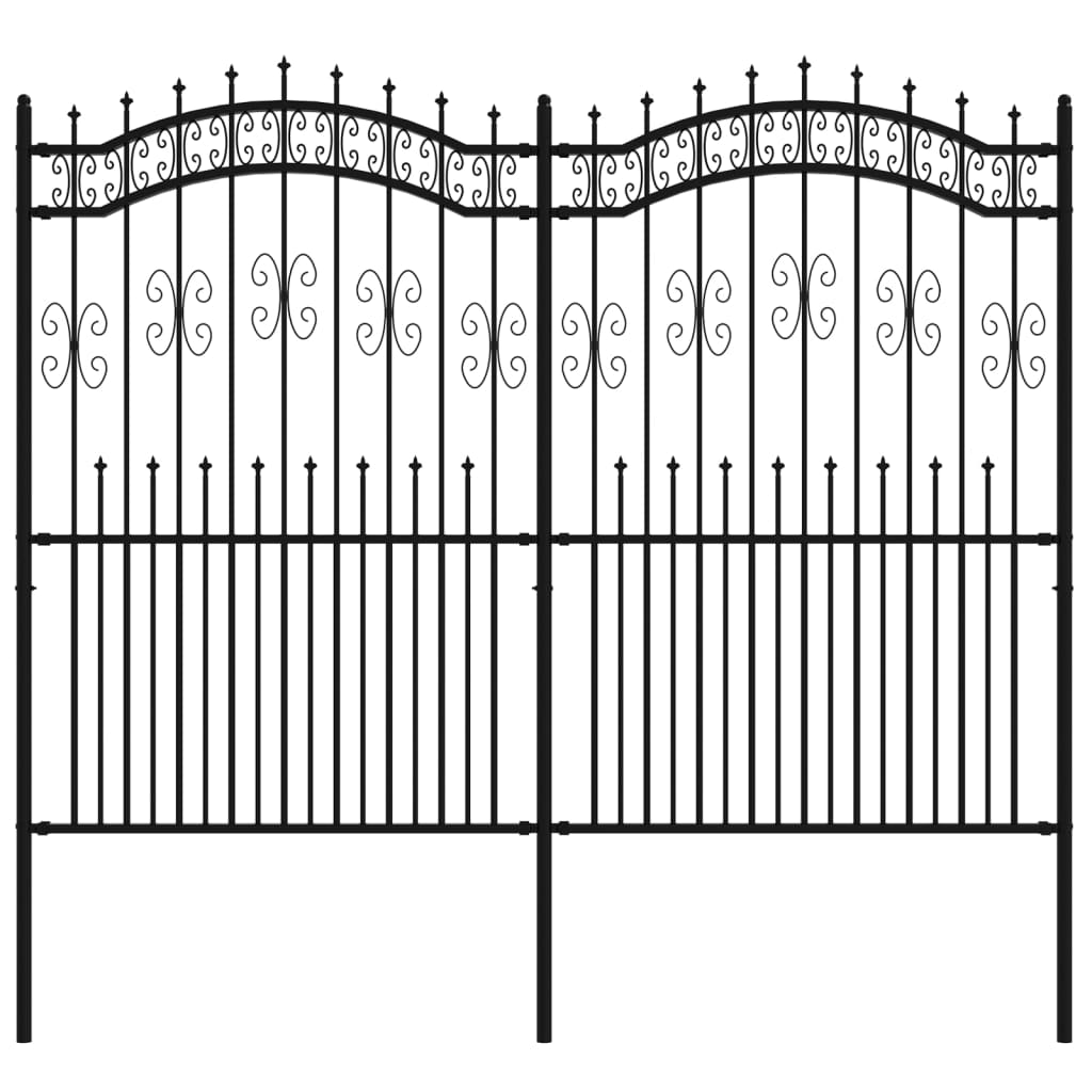 vidaXL Tuinhek met spijlpunten 222 cm gepoedercoat staal zwart
