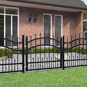 Ograjna vrata Kampen s suličastim vrhom črna 103x75 cm jeklo