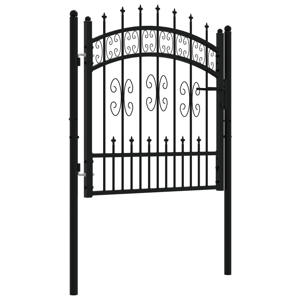vidaXL Poort met spijlpunten 103x150 cm gepoedercoat staal zwart afbeelding