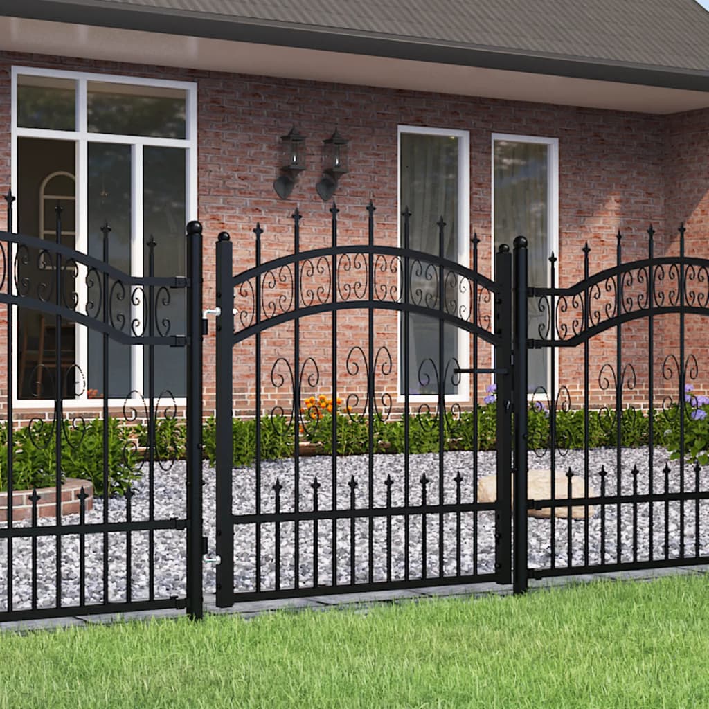 vidaXL Poartă gard cu vârf negru 103x150 cm oțel vopsit electrostatic