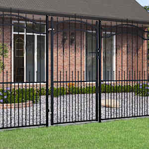 Plotová branka KAMPEN s kopím nahoře černá 103 x 175 cm ocel - obrázek 1