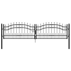 vidaXL Fence Gate KAMPEN with Spear Top Black 302x78 cm Steel