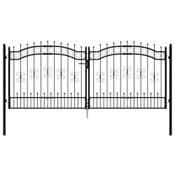 vidaXL Fence Gate KAMPEN with Spear Top Black 302x125 cm Steel