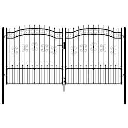 vidaXL Fence Gate KAMPEN with Spear Top Black 302x150 cm Steel