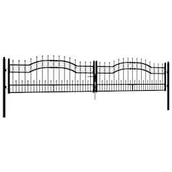 vidaXL Fence Gate KAMPEN with Spear Top Black 394.5x78 cm Steel
