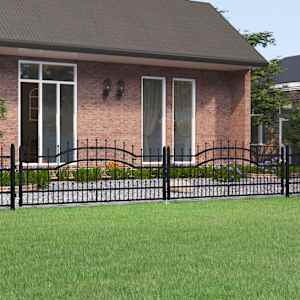 Ograjna vrata Kampen s kopjem na vrhu črna 394,5 x 78 cm jeklo