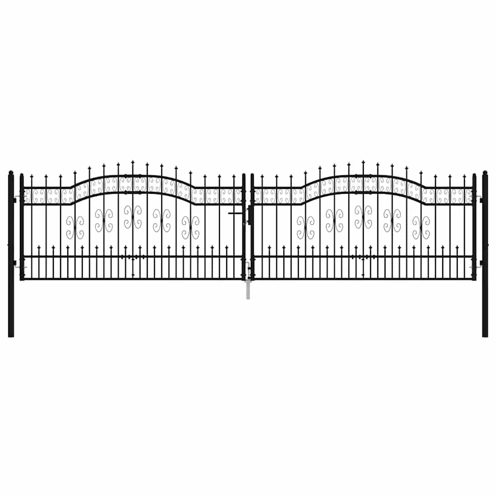 Thumbnail - vidaXL Zauntor mit Speerspitze Schwarz 394,5 x 100 cm Pulverbeschichteter Stahl