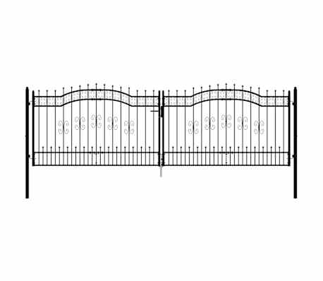 vidaXL Portail de cl&ocirc;ture KAMPEN avec pointe en forme de lance, noir, 394,5 x 125 cm, acier