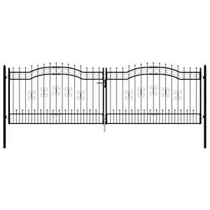vidaXL Portail de cl&ocirc;ture KAMPEN avec pointe en forme de lance, noir, 394,5 x 125 cm, acier
