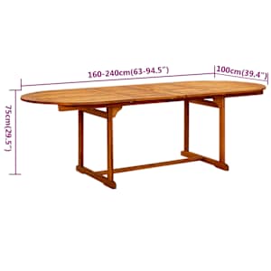 7dílný zahradní jídelní set masivní akáciové dřevo 160-240 cm - obrázek 9