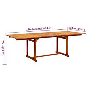7dílný zahradní jídelní set masivní akáciové dřevo 160-240 cm - obrázek 9