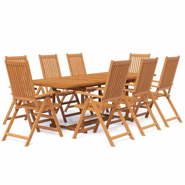 vidaXL 9-osaline aiam&ouml;&ouml;bli komplekt, akaatsiapuit, 160-240 cm