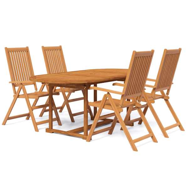 vidaXL 5-osaline aiam&ouml;&ouml;bli komplekt, akaatsiapuit, 120-170 cm