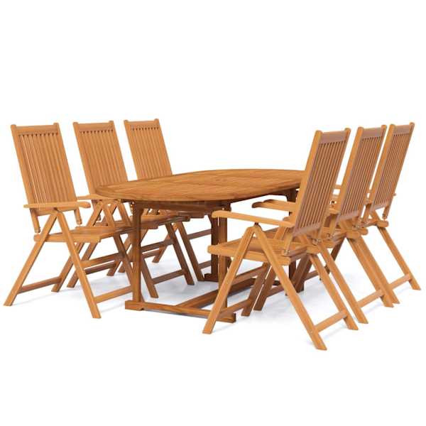 vidaXL 7-osaline aiam&ouml;&ouml;blikomplekt, akaatsiapuit, 120-170 cm