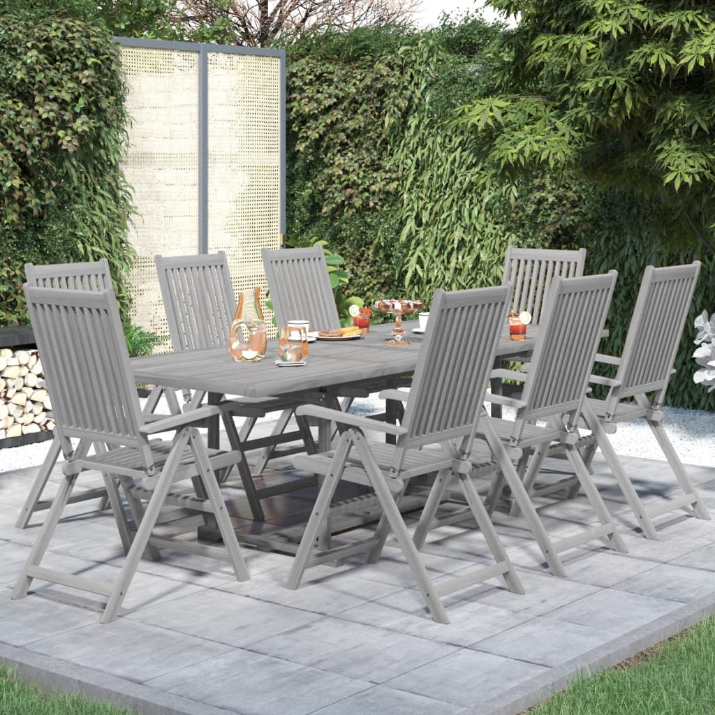 Ensemble de salle à manger de jardin 9 pcs bois d'acacia solide