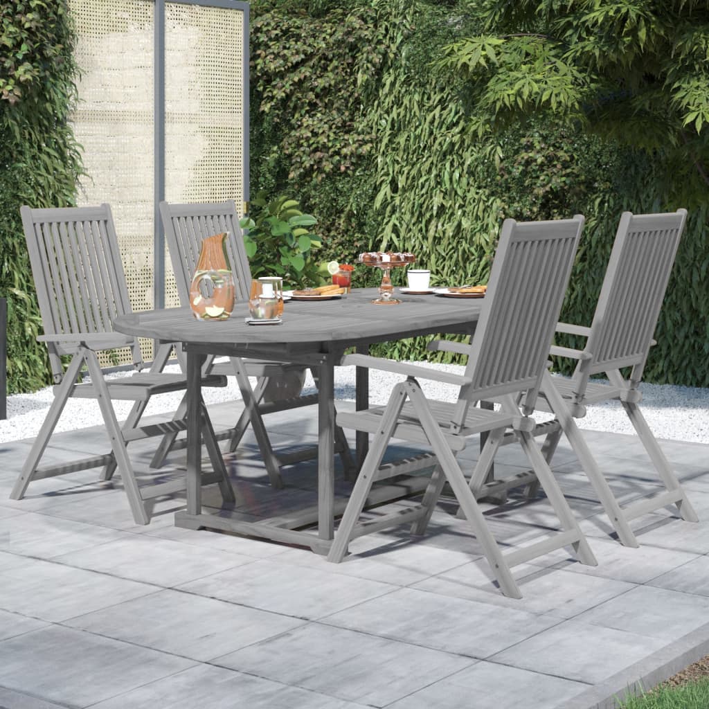 vida XL 5-tlg. Garten-Essgruppe Massivholz Akazie