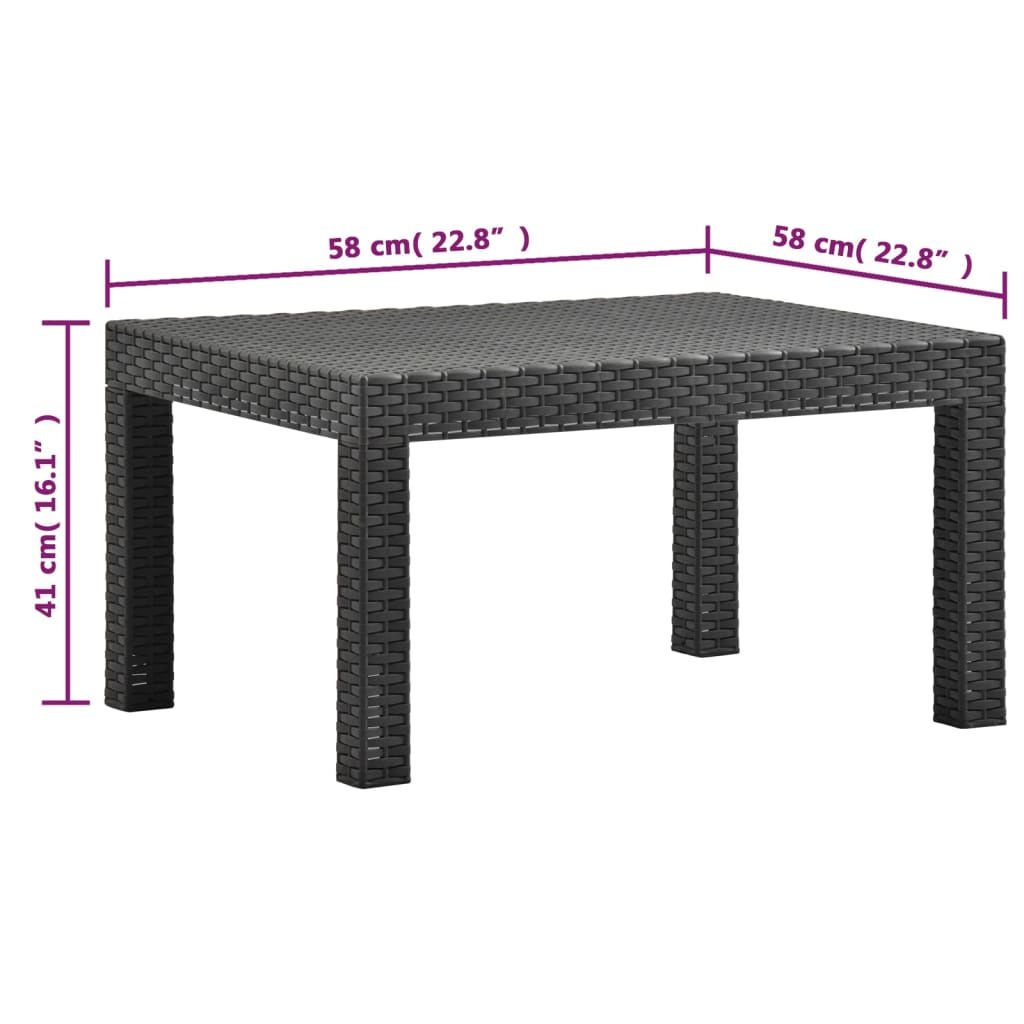 Set mobilier de grădină cu perne, 2 piese, antracit, PP ratan