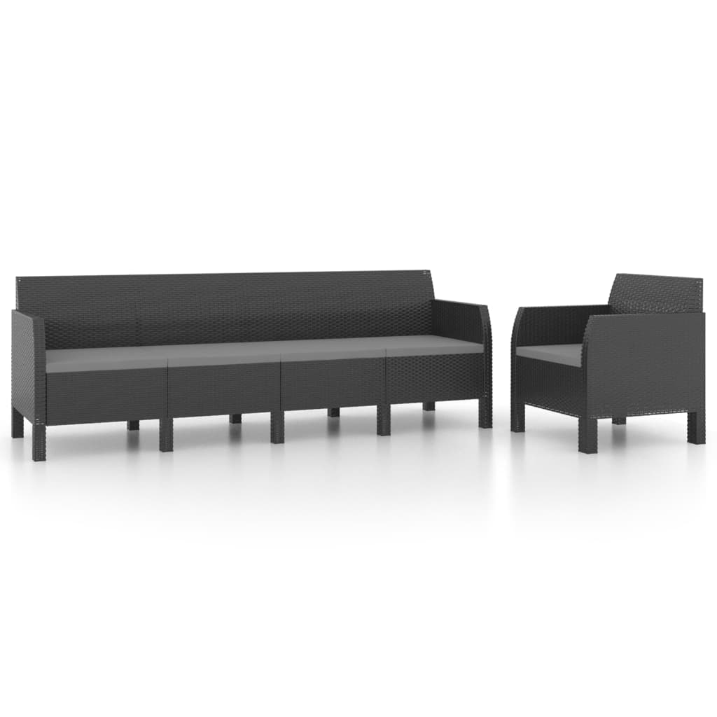 

vidaXL 2 Piece Patio Lounge Set with Cushions PP Rattan Anthracite