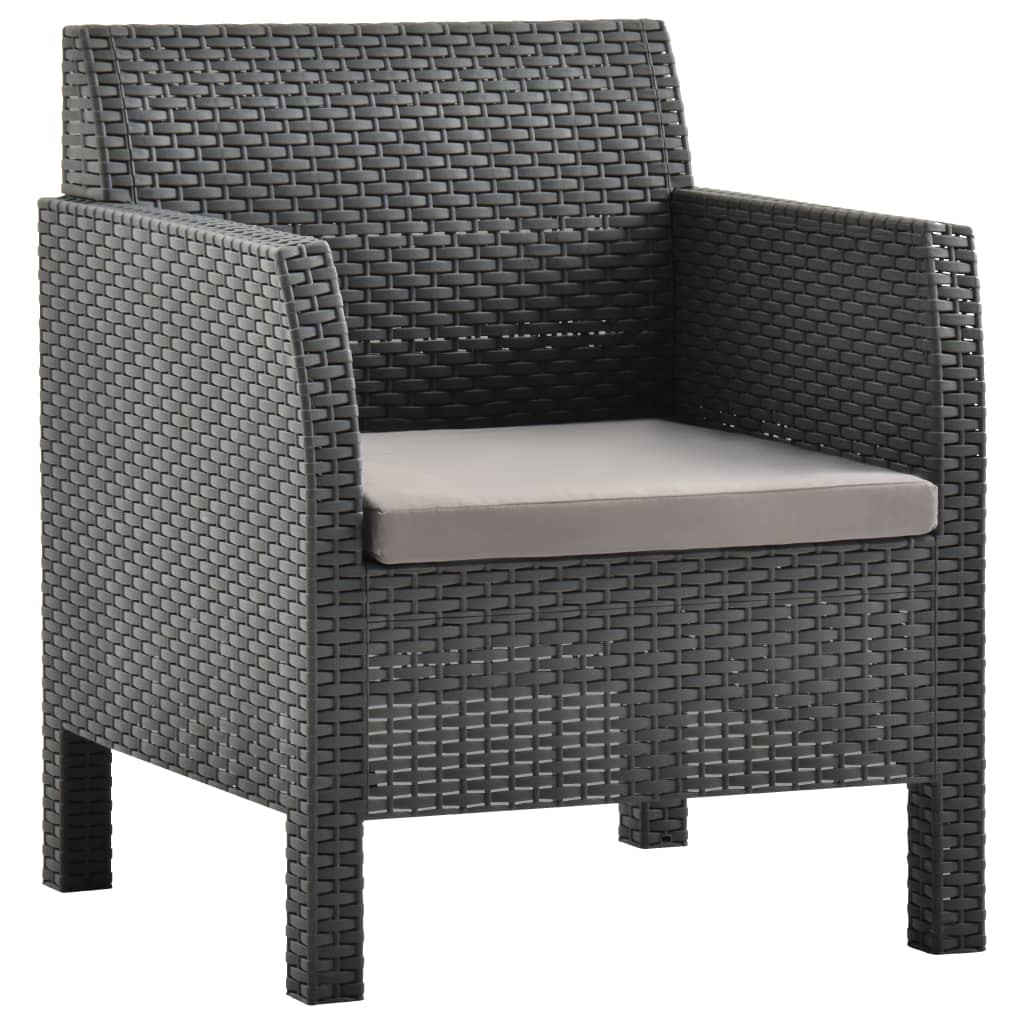 

vidaXL 2-delige Loungeset met kussens PP rattan antracietkleurig