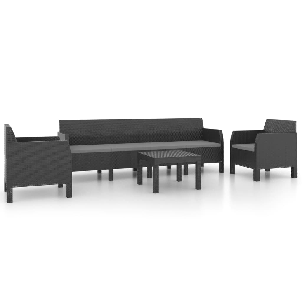 

vidaXL 4 Piece Patio Lounge Set with Cushions PP Rattan Anthracite