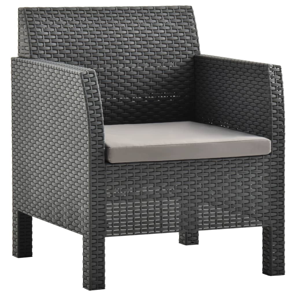 

vidaXL 4-delige Loungeset met kussens PP rattan antracietkleurig