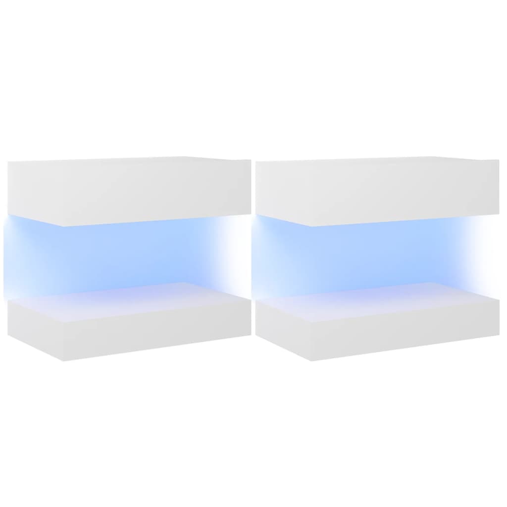 

vidaXL LED Bedside Cabinets 2 pcs White 23.6"x13.8" Chipboard