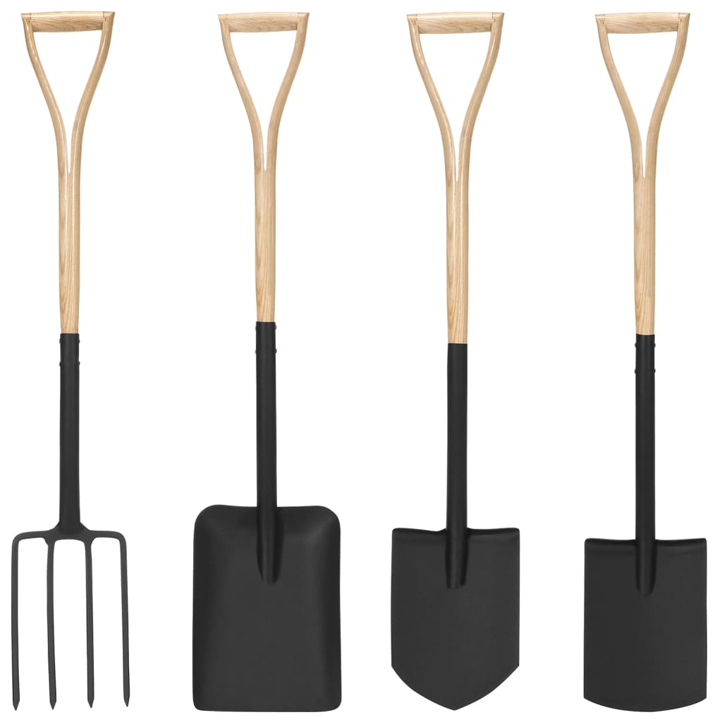 vidaXL Set de unelte de grădinărit, mâner în YD, 4 piese, oțel și lemn vidaxl.ro