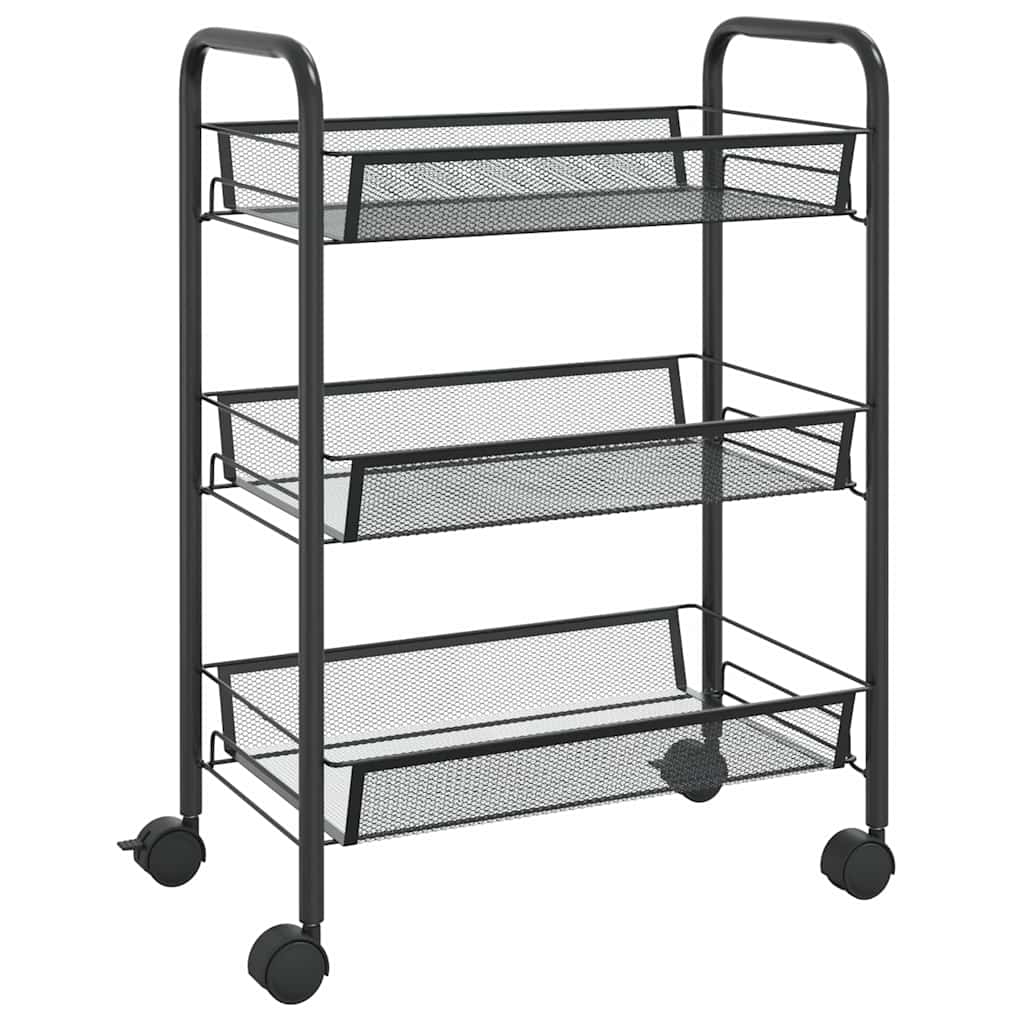vidaXL Kuchyňský vozík se 3 patry černý 46 x 26 x 64 cm železo