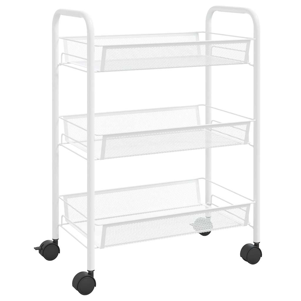 vidaXL Kuchyňský vozík se 3 patry bílý 46 x 26 x 64 cm železo