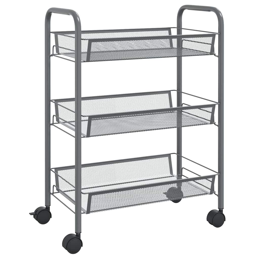 vidaXL Kuchyňský vozík se 3 patry šedý 46 x 26 x 64 cm železo