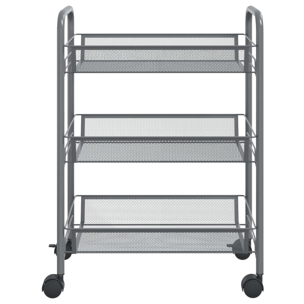 

vidaXL Keukentrolley 3-laags 46x26x54 cm ijzer grijs
