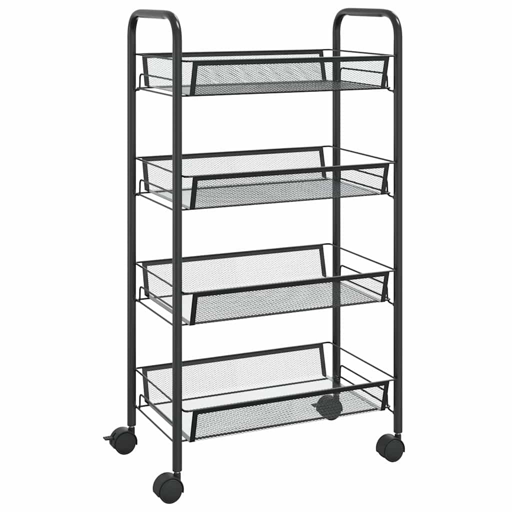 vidaXL Kuchyňský vozík se 4 patry černý 46 x 26 x 85 cm železo