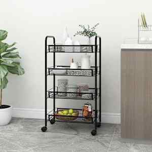 4-nadstropni kuhinjski voziček črn 46x26x85 cm železo